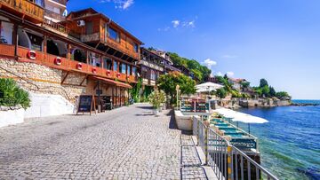 Cobbled streets seafront Bulgaria
