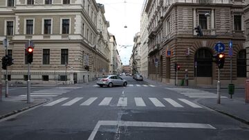 Hungary city crosswalk traffic filming