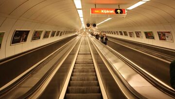Modern escalators filming Hungary