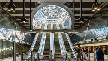 Subway escalator bottom Hungary