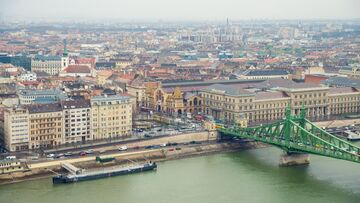 Liberty Bridge aerial Hungary